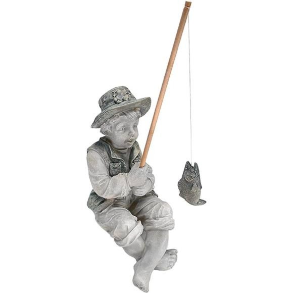 Frederic The Little Fisherman of Avignon Boy Fishing Garden Statue - Picture 1 of 6